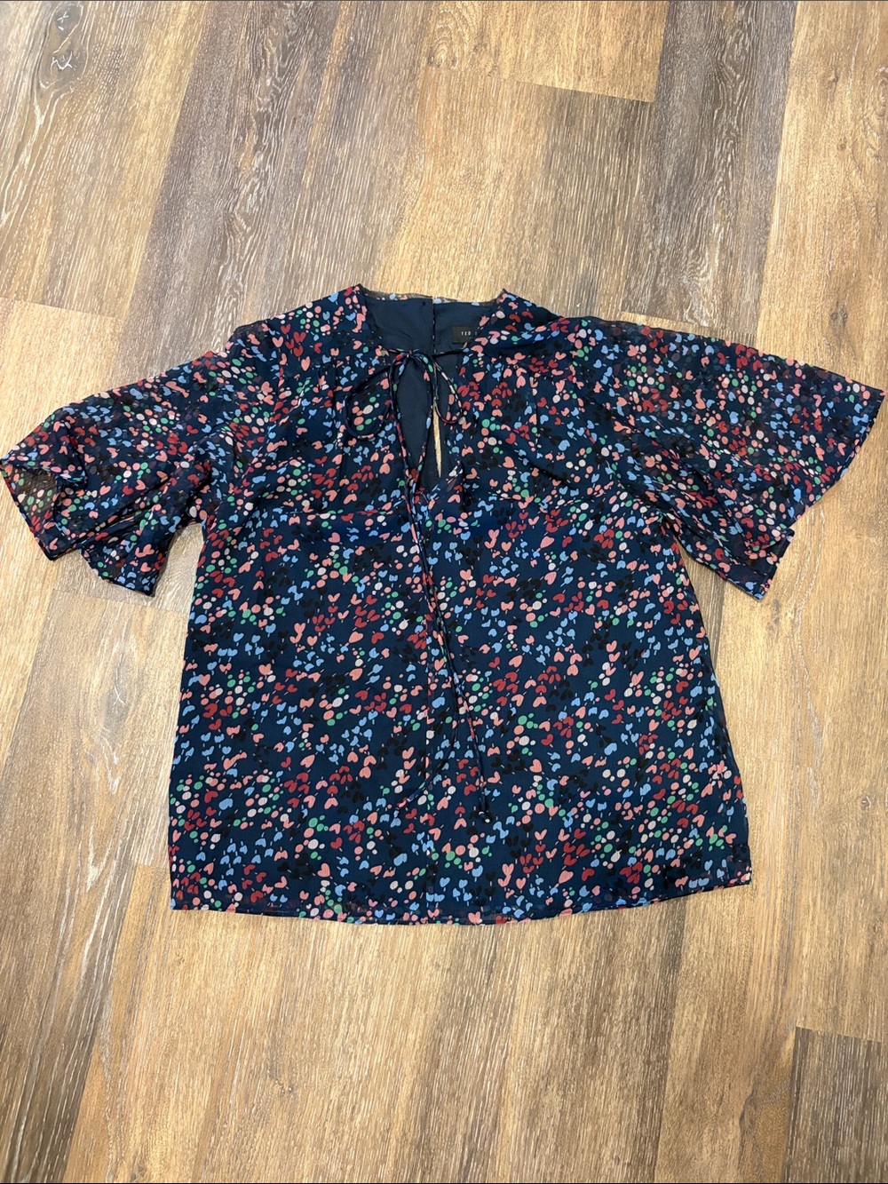 Ted Baker London Navy Printed Whimsical Blouse